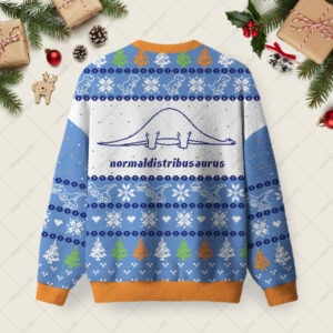 Alternative view of Normaldistribusaurus Ugly Christmas Fuzzy Fleece Sweatshirt