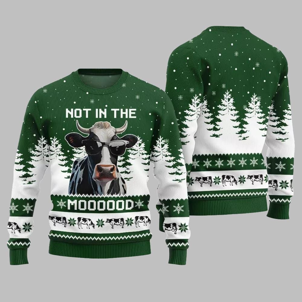 Not In The Mood Cow Ugly Sweater Christmas 2025 - Grishko.com