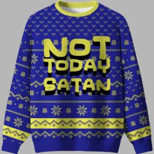 Alternative view of Not Today Festive Satan Ugly Christmas Sweater - gullprint.com