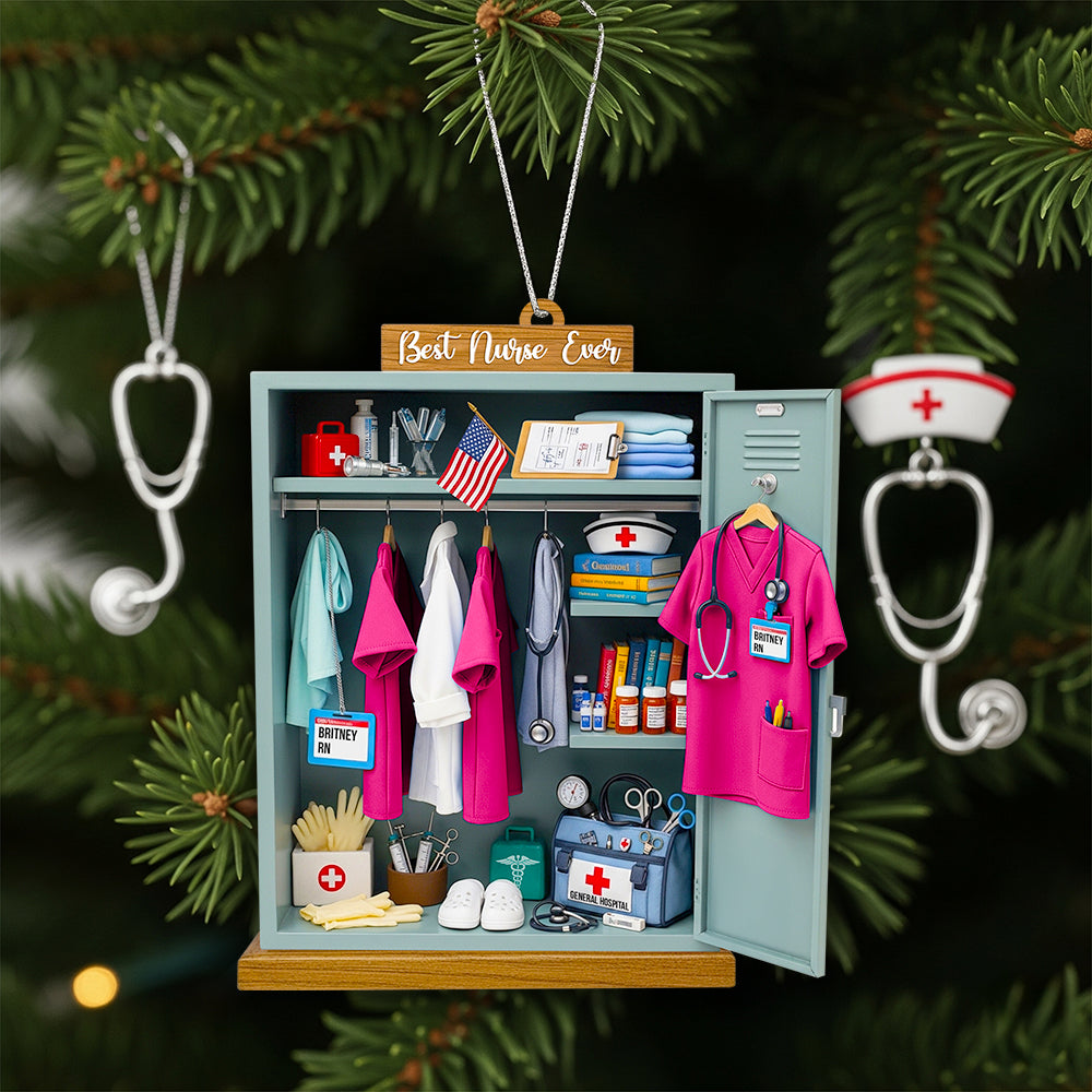 Alternative view of Nurse Festive Locker Christmas Ornament, Personalized Gifts For Nurse 02qhdt090925
