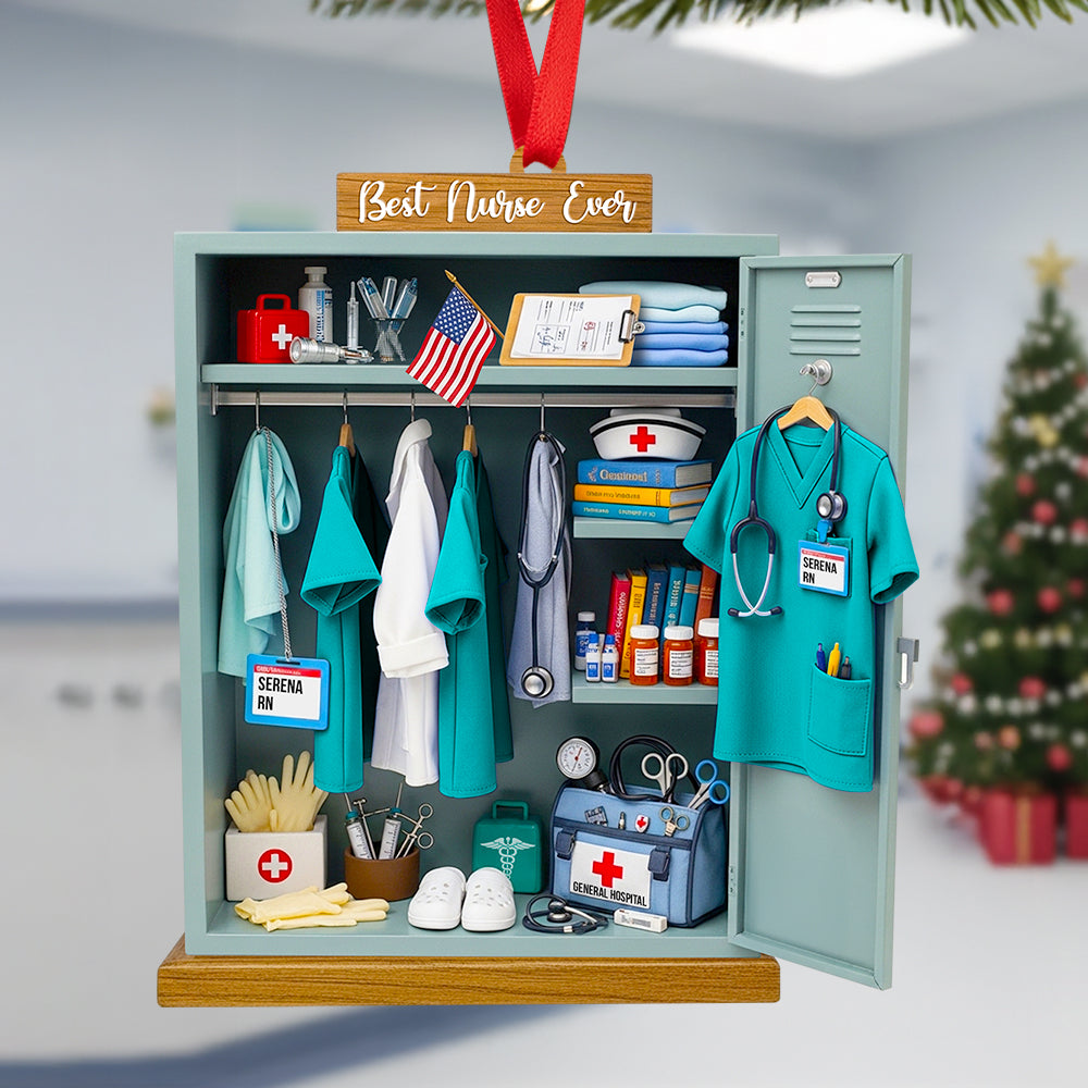 Nurse Festive Locker Christmas Ornament, Personalized Gifts For Nurse 02qhdt090925