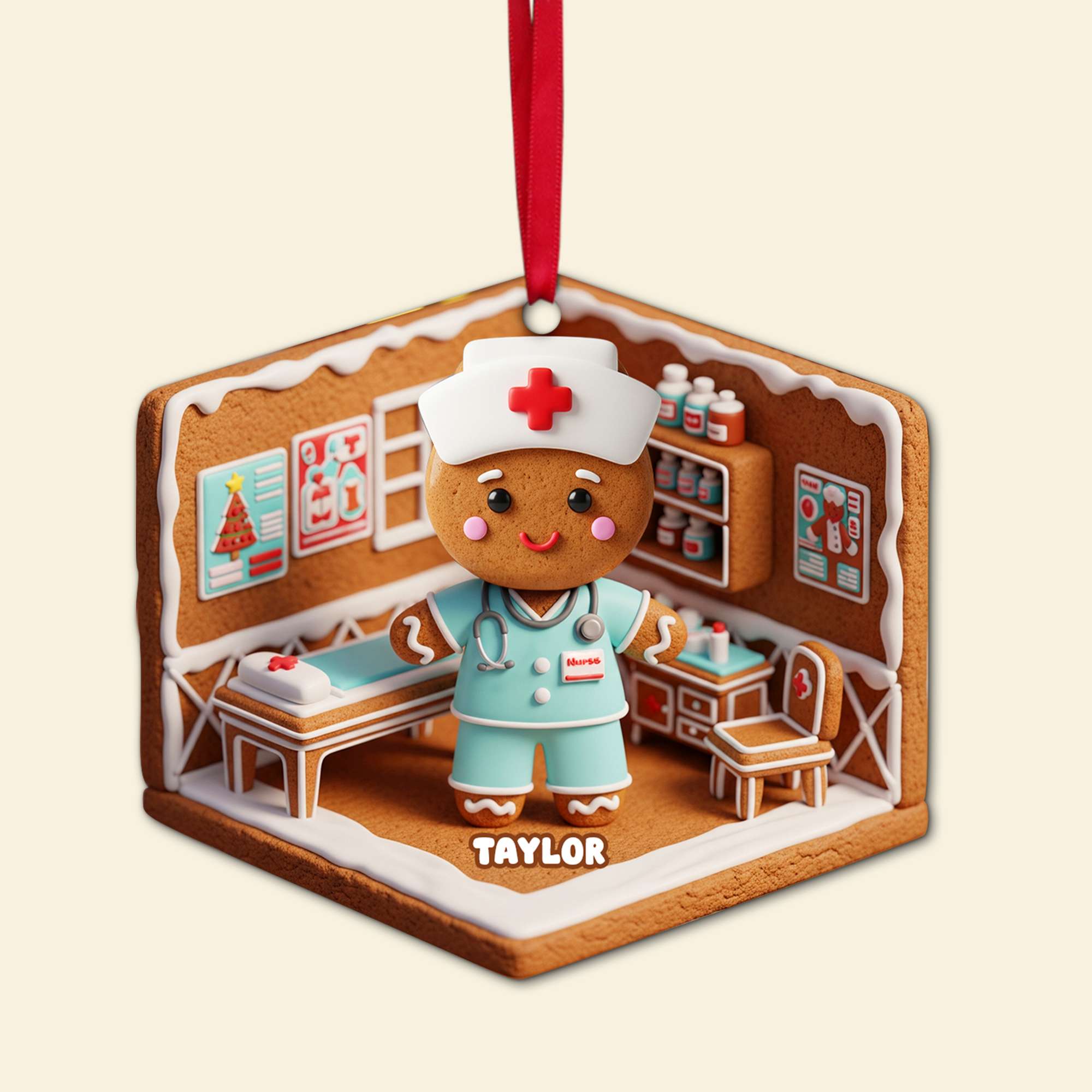 Nurse Gingerbread Christmas Wood Ornament - Personalized Gift For Nurses 06PGLU160825 - Image 5