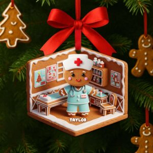 Nurse Gingerbread Christmas Wood Ornament - Personalized Gift For Nurses 06PGLU160825