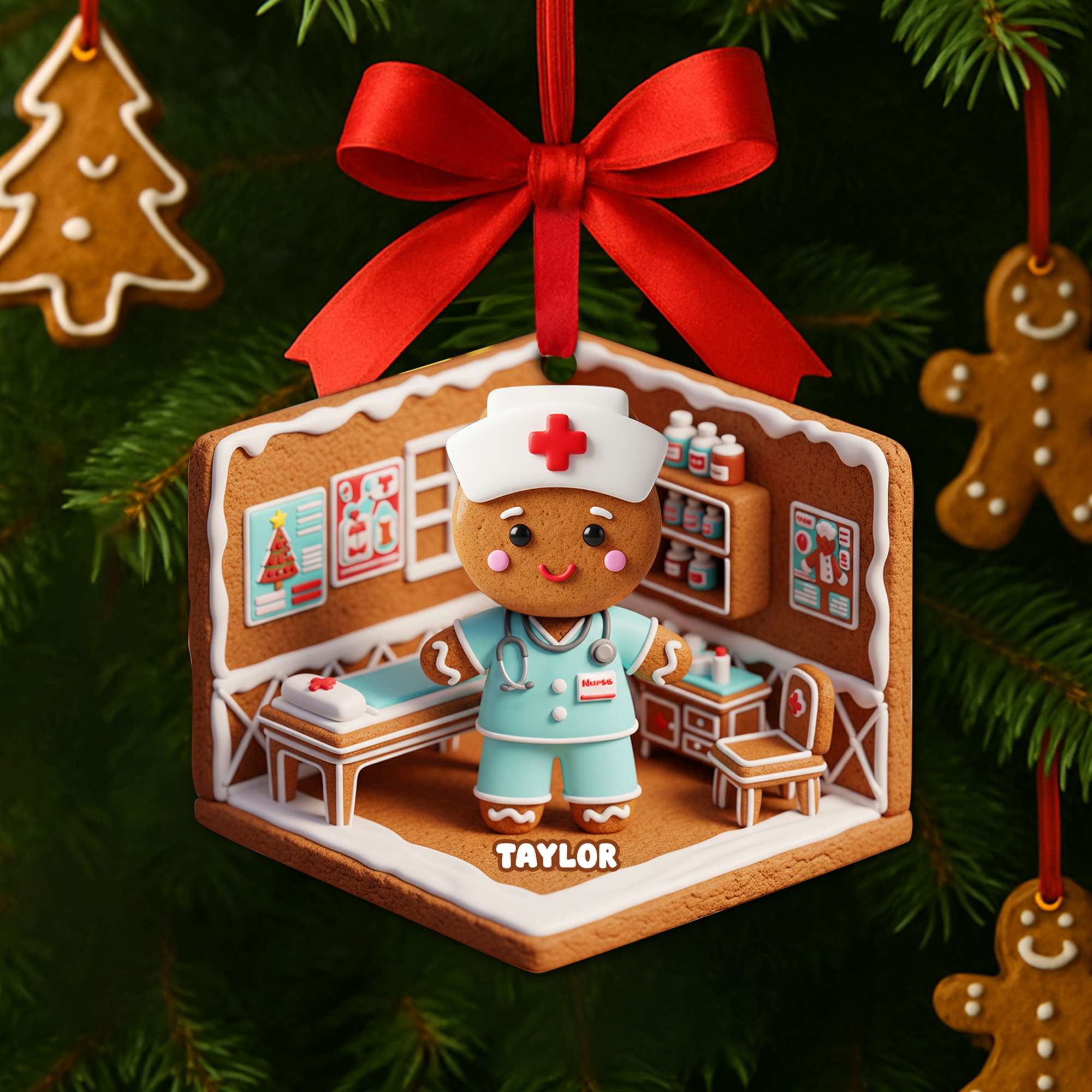 Nurse Gingerbread Christmas Wood Ornament - Personalized Gift For Nurses 06PGLU160825
