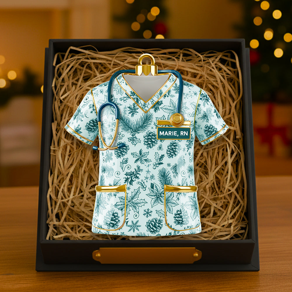 Alternative view of Nurse Toile de Jouy Acrylic Ornament - Personalized Christmas Gifts For Nurse 05PGDT300925