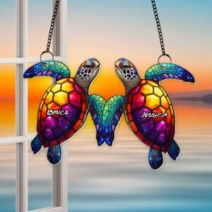 Ocean Soulmates Turtle Suncatcher Ornament - Personalized Gifts For Couple 05TOLU080725