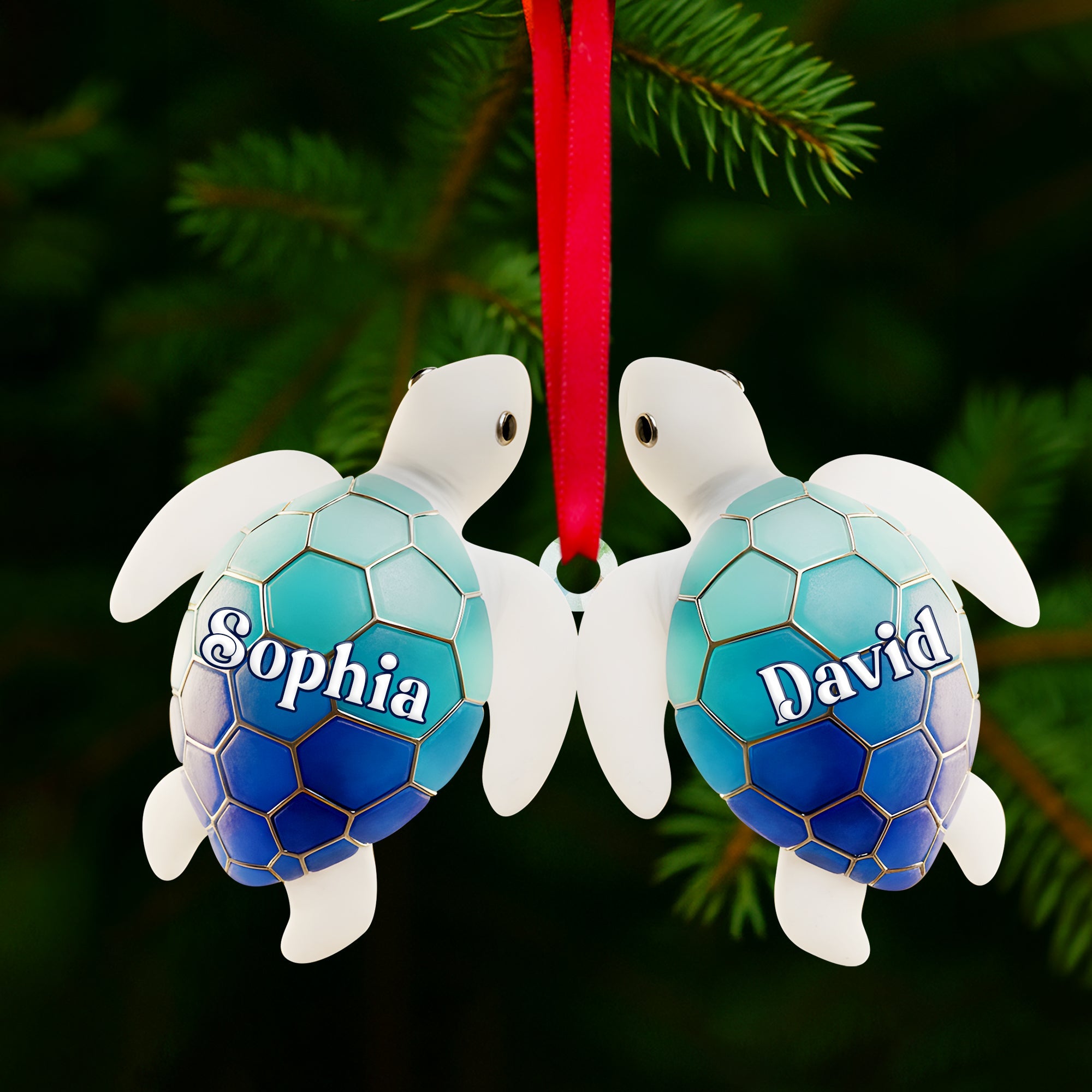 Alternative view of Ocean Turtle Ornament - Personalized Gifts For Couples 07NALU241025
