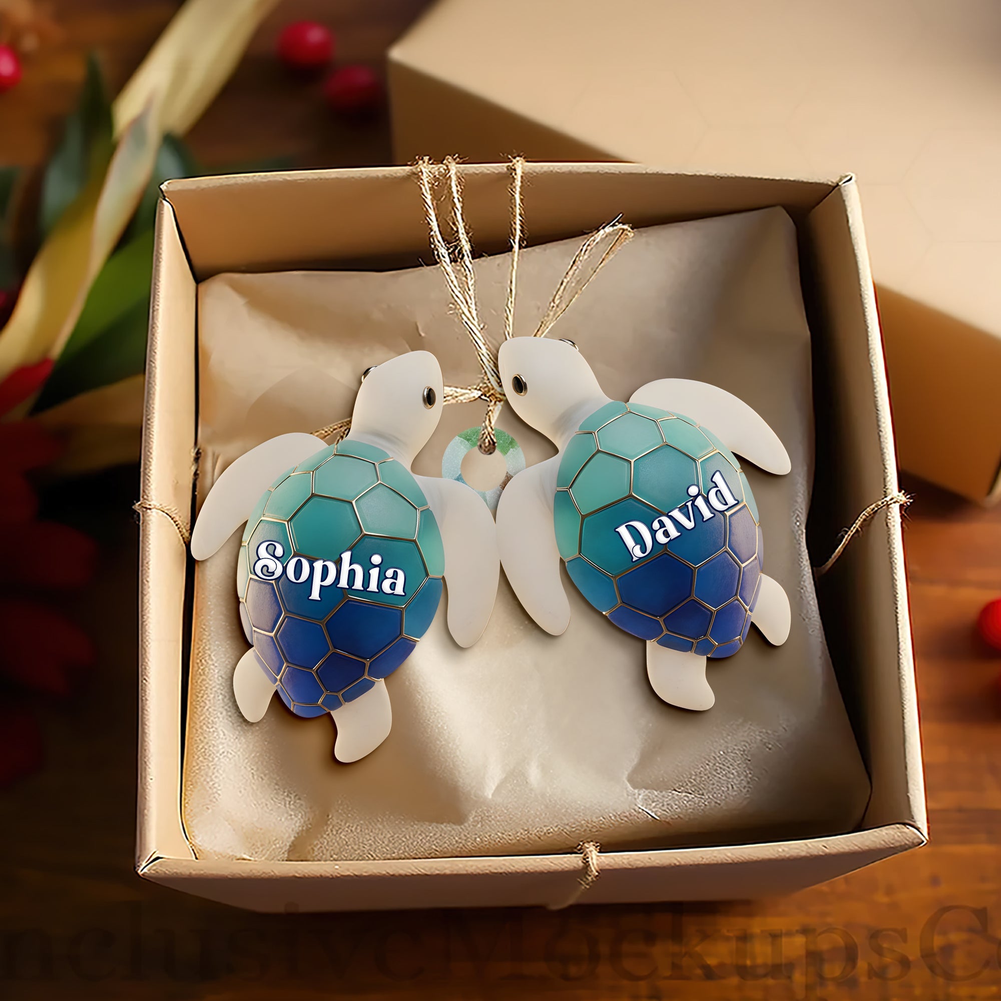 Ocean Turtle Ornament - Personalized Gifts For Couples 07NALU241025 - Image 3