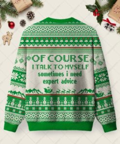 Alternative view of Of Course I Talk to Myself Ugly Christmas Fuzzy Fleece Sweatshirt