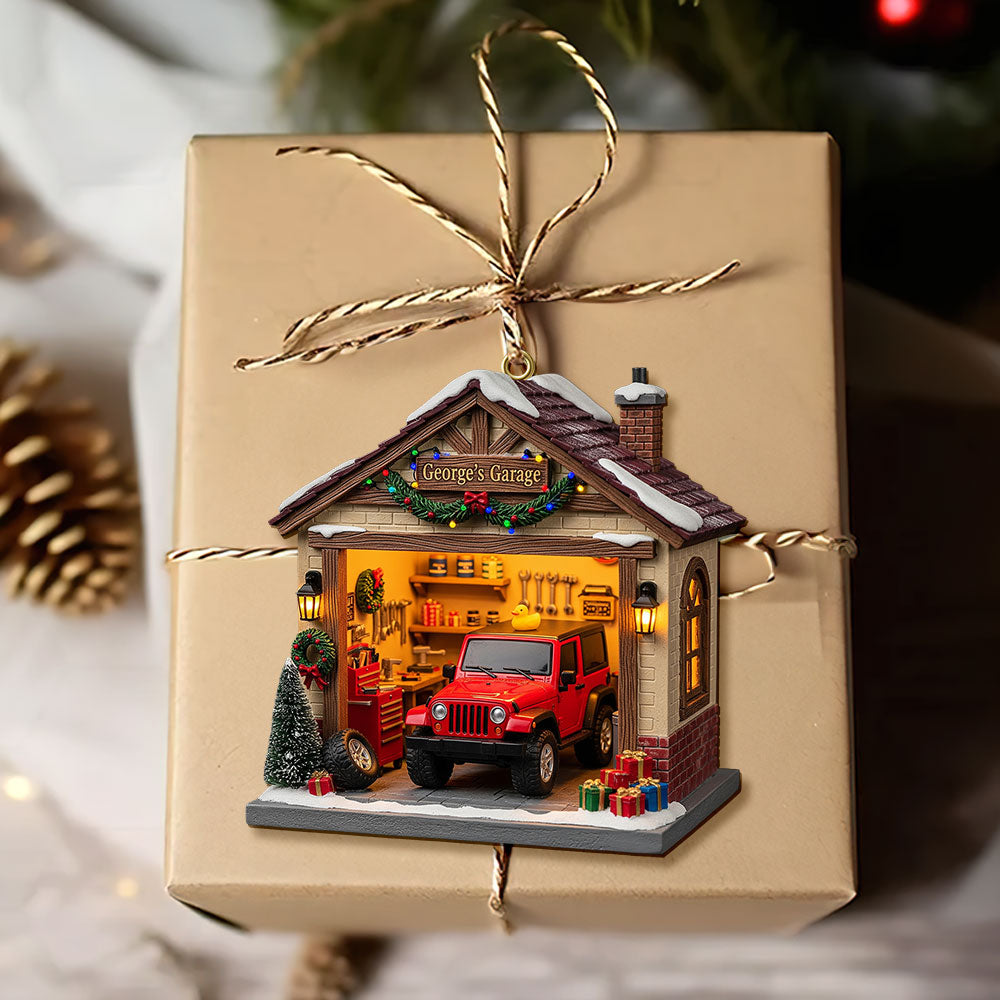 Off Road Car Garage Miniature 1 Side Ornament - Personalized Gift For Christmas Ornament 03PGTI241025 - Image 4