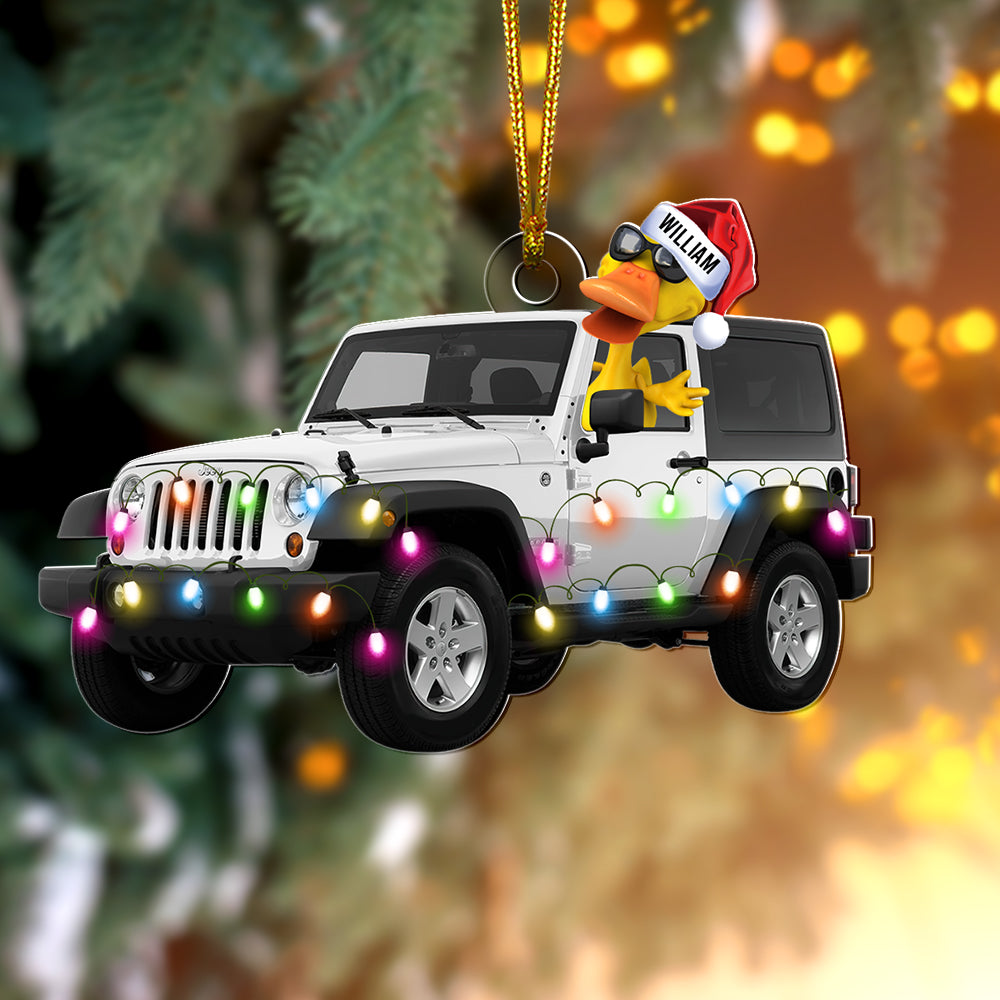 Alternative view of Off-road Duck Ornament - Funny Ducks and Car - Personalized Gifts For Off-road Lovers