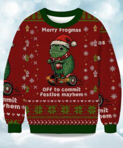 Off to Commit Frogmas Mayhem Christmas Ugly Sweater