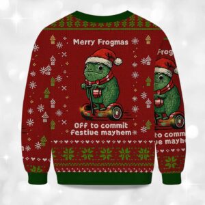 Alternative view of Off to Commit Frogmas Mayhem Christmas Ugly Sweater