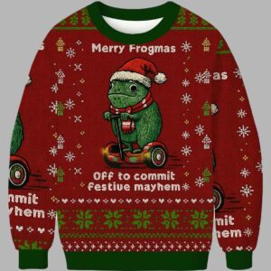 Off to Commit Frogmas Mayhem Ugly Christmas Sweater - gullprint.com