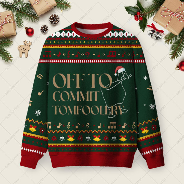 Off To Commit Ugly Christmas Fuzzy Fleece Sweatshirt