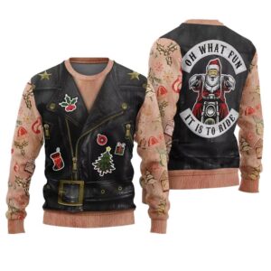 Oh What Fun It Is To Ride Santa Jacket Costume Ugly Sweater - Grishko.com