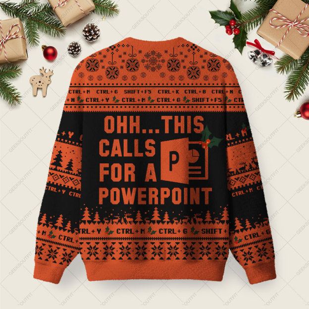 Alternative view of Ohh This Calls for a Powerpoint Night Mode Ugly Christmas Fuzzy Fleece Sweatshirt