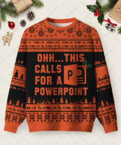 Ohh This Calls for a Powerpoint Night Mode Ugly Christmas Fuzzy Fleece Sweatshirt