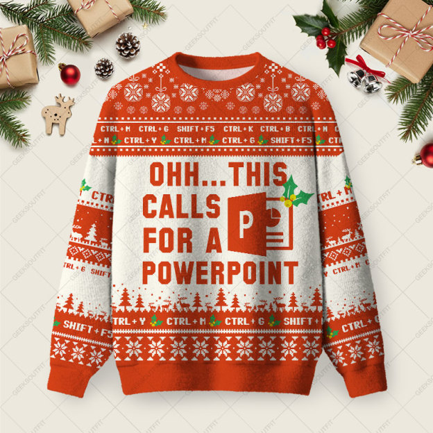 Ohh This Calls for a Powerpoint Ugly Christmas Fuzzy Fleece Sweatshirt
