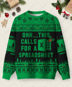 Ohh This Calls for a Spreadsheet Night Mode Ugly Christmas Fuzzy Fleece Sweatshirt
