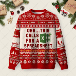 Ohh This Calls for a Spreadsheet Red Ugly Christmas Fuzzy Fleece Sweatshirt