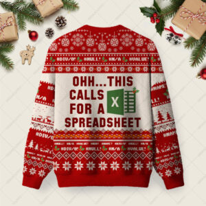 Alternative view of Ohh This Calls for a Spreadsheet Red Ugly Christmas Fuzzy Fleece Sweatshirt