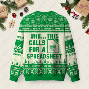 Alternative view of OHH...THIS  CALLS FOR A SPREADSHEET Ugly Christmas Fuzzy Fleece Sweatshirt