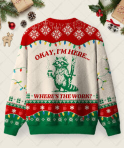 Alternative view of Okay I'm Here Ugly Christmas Fuzzy Fleece Sweatshirt