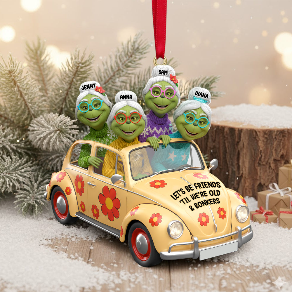 Alternative view of Old Best Friends On Car Personalized Funny Gifts For Besties Christmas Ornament