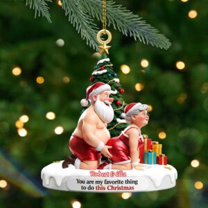 Alternative view of Old Naughty Couple Ornament - Personalized Gifts For Couple Christmas Ornament 04OHMG160925