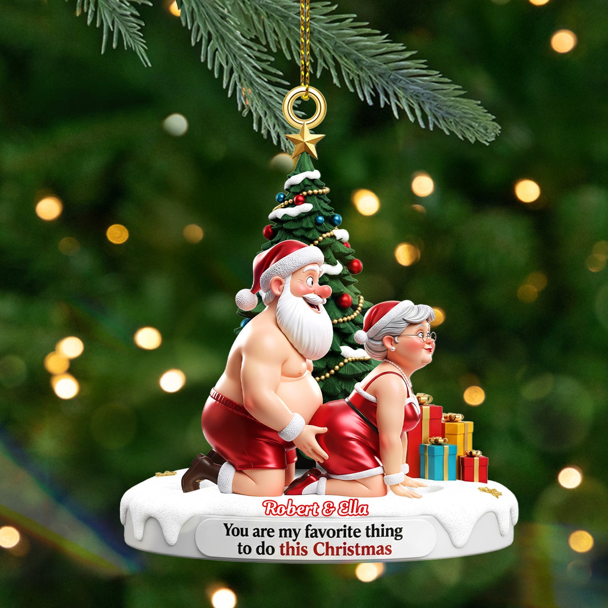 Alternative view of Old Naughty Couple Ornament - Personalized Gifts For Couple Christmas Ornament 04OHMG160925