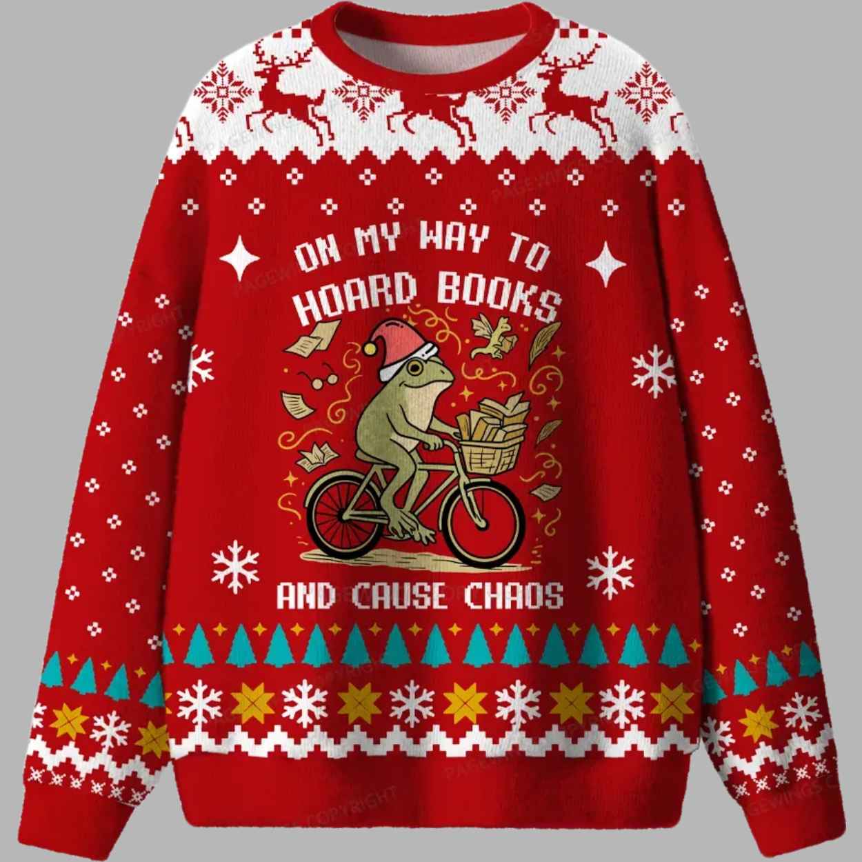 On My Way To Hoard Books And Cause Chaos Ugly Christmas Sweater - gullprint.com