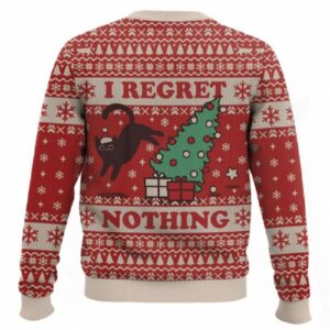 Alternative view of On The Naughty List And I Regret Nothing Cat Christmas Ugly Sweater