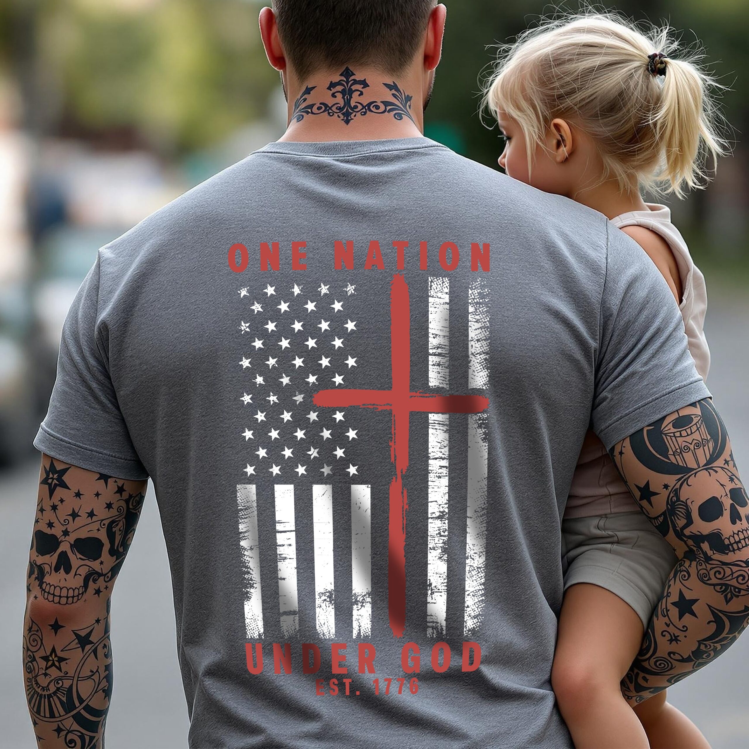 One Nation Under God Est 1776 Backside Shirt LM32 895453 - Image 7