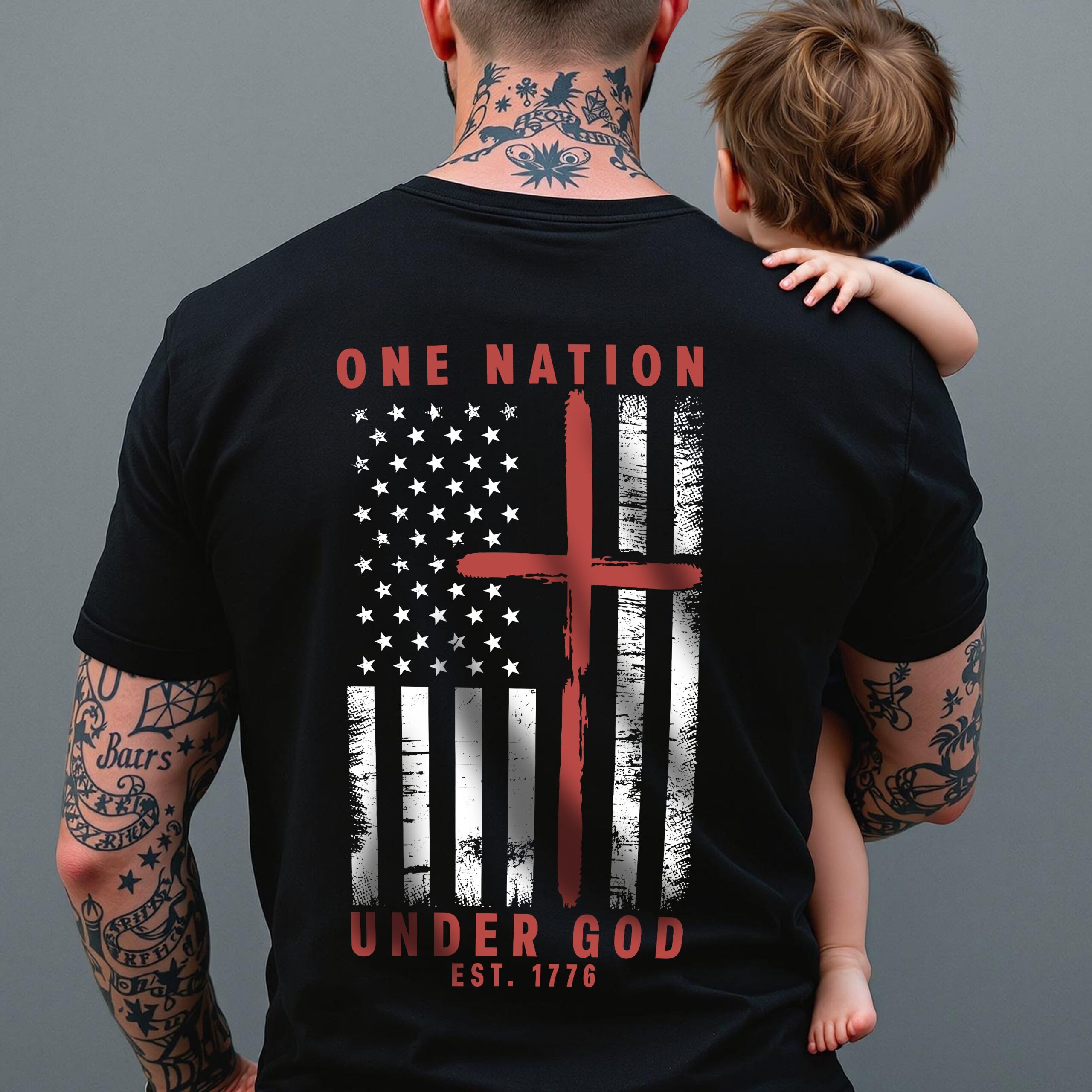 One Nation Under God Est 1776 Backside Shirt LM32 895453 - Image 8