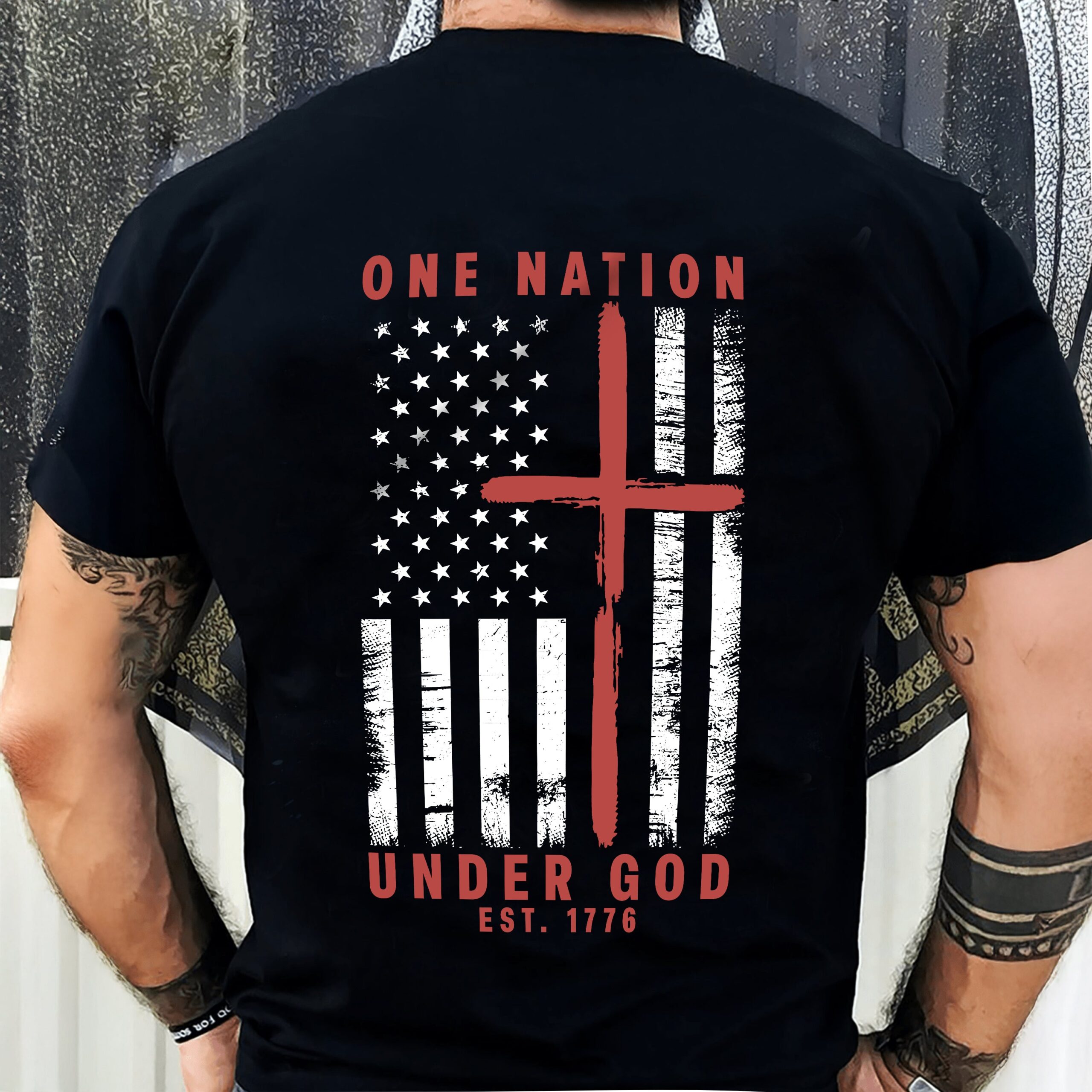 One Nation Under God Est 1776 Backside Shirt LM32 895453 - Image 2