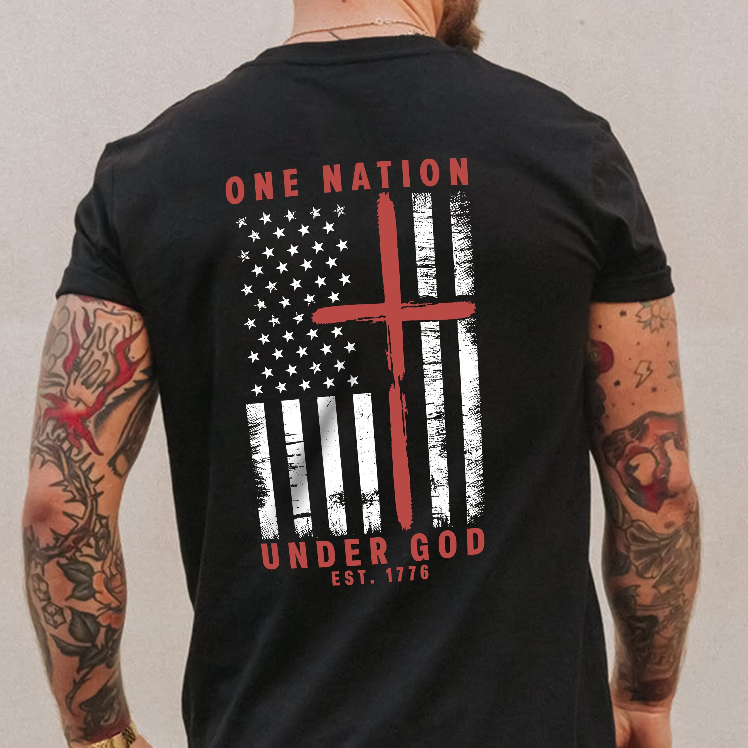 One Nation Under God Est 1776 Backside Shirt LM32 895453 - Image 5