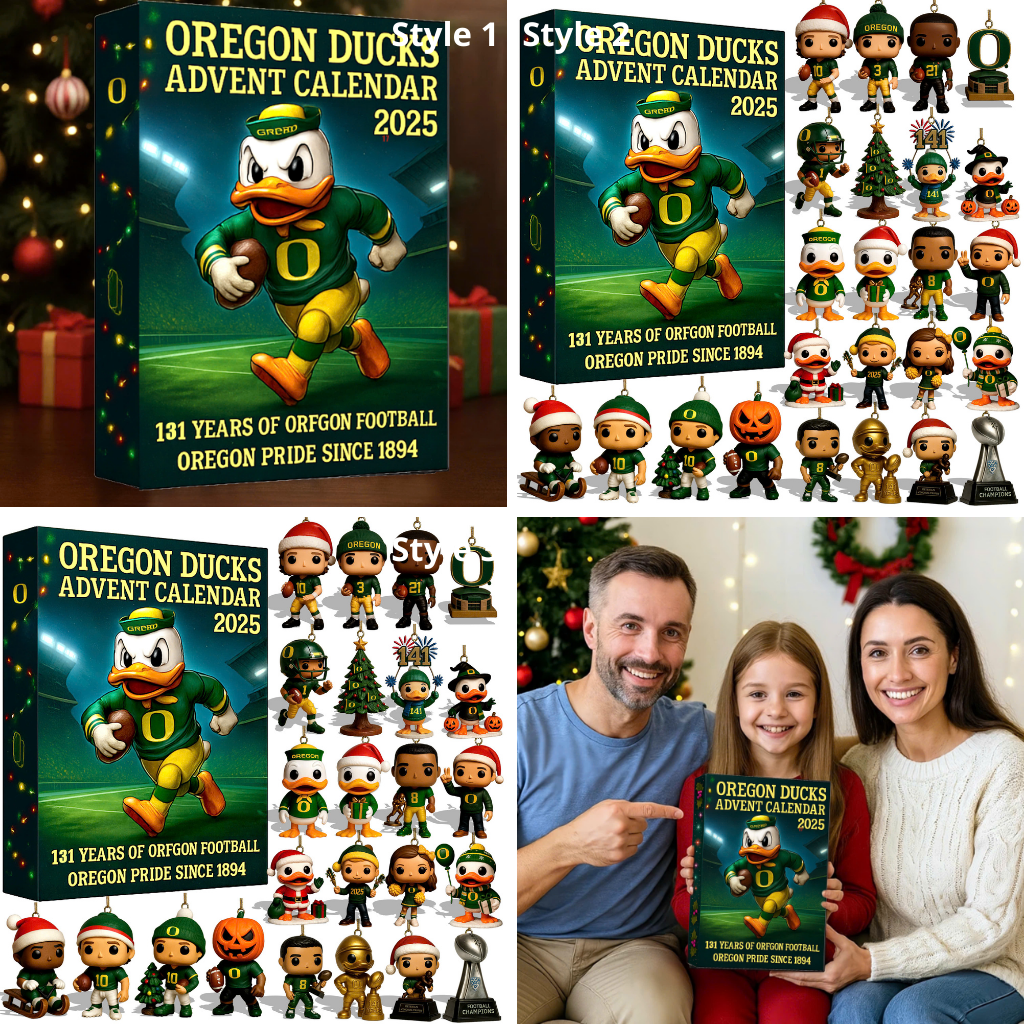 Oregon Ducks Advent Calendar, Christmas Countdown Advent Calendar Gift Box with 24 Acrylic Ornaments - Image 4