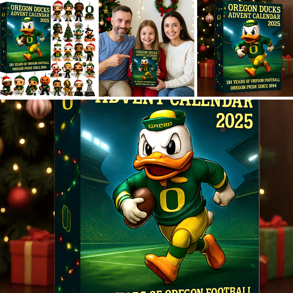 Oregon Ducks Advent Calendar, Christmas Countdown Advent Calendar Gift Box with 24 Acrylic Ornaments - Image 5