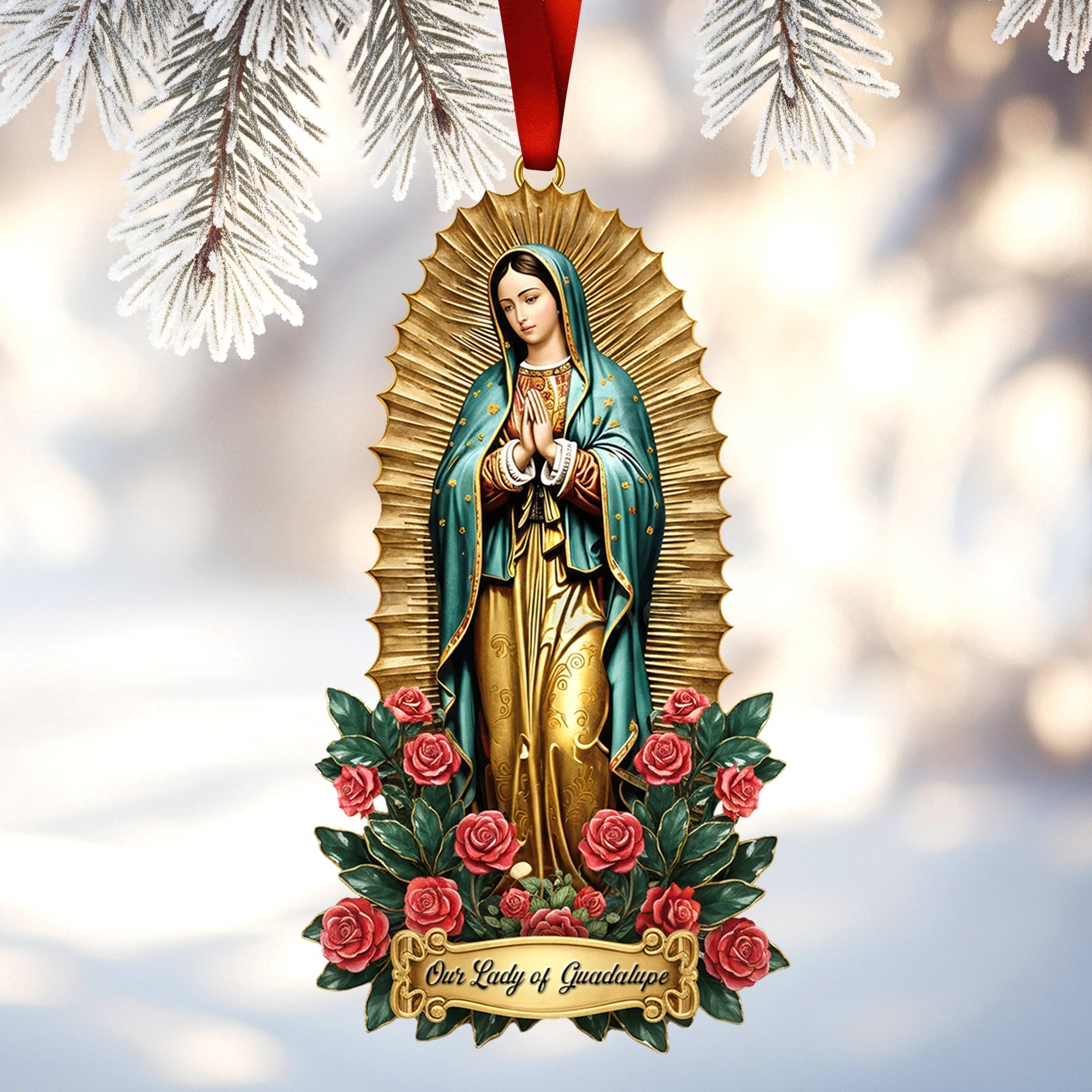 Our Lady of Guadalupe Acrylic Ornament – Guadalupe Day Gifts for Mexican Catholics 01qhqn221025 - Image 3