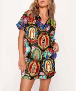 Alternative view of Our Lady of Guadalupe Floral Virgin Mary Pajama Set