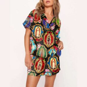 Alternative view of Our Lady of Guadalupe Floral Virgin Mary Pajama Set