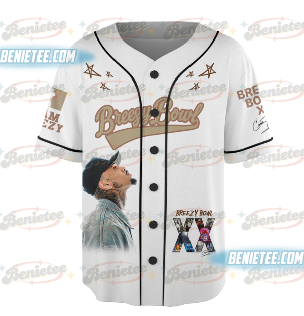 Alternative view of Custom Chris Brown Tour Baseball Jersey, Breezy Bowl XX Music Tour 2025 Baseball Jersey For Fans
