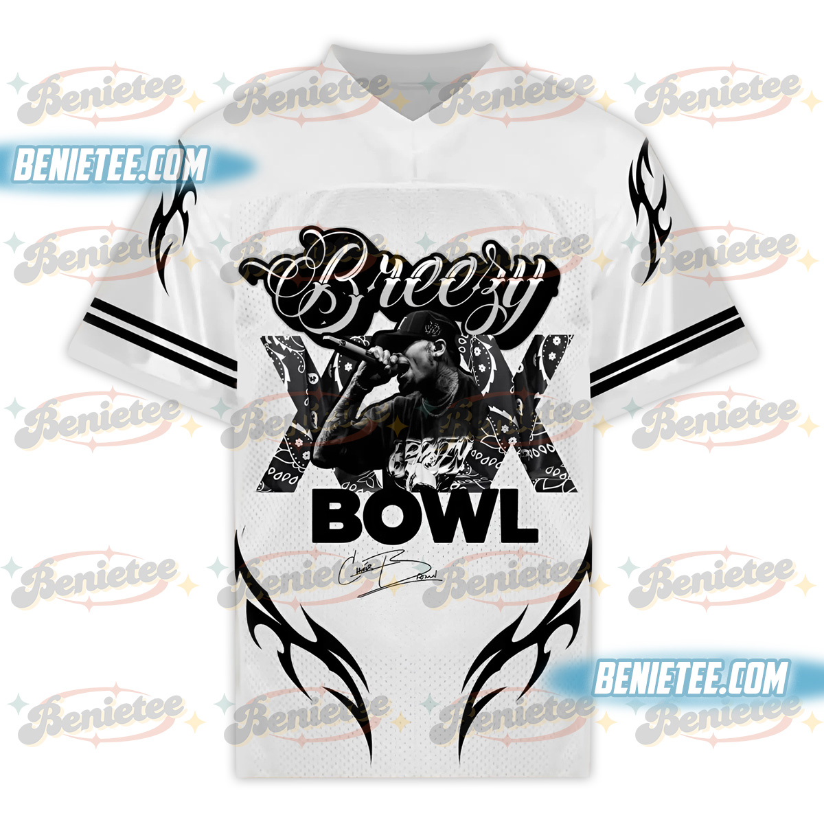 Custom Chris Brown Tour Football Jersey, Breezy Bowl XX Music Tour 2025 Football Jersey - Image 2
