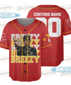 Custom Chris Brown Tour Baseball Jersey, Breezy Bowl XX Music Tour 2025 Baseball Jersey