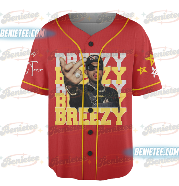 Alternative view of Custom Chris Brown Tour Baseball Jersey, Breezy Bowl XX Music Tour 2025 Baseball Jersey