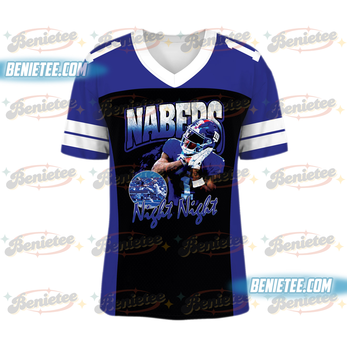 Malik Nabers Night Night Football Shirt, New York Football Throwback Football Shirt - Image 2