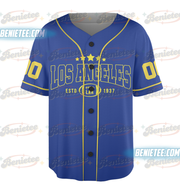 Alternative view of Los Angeles Rams Baseball Jersey, Football Game Day Baseball Jersey