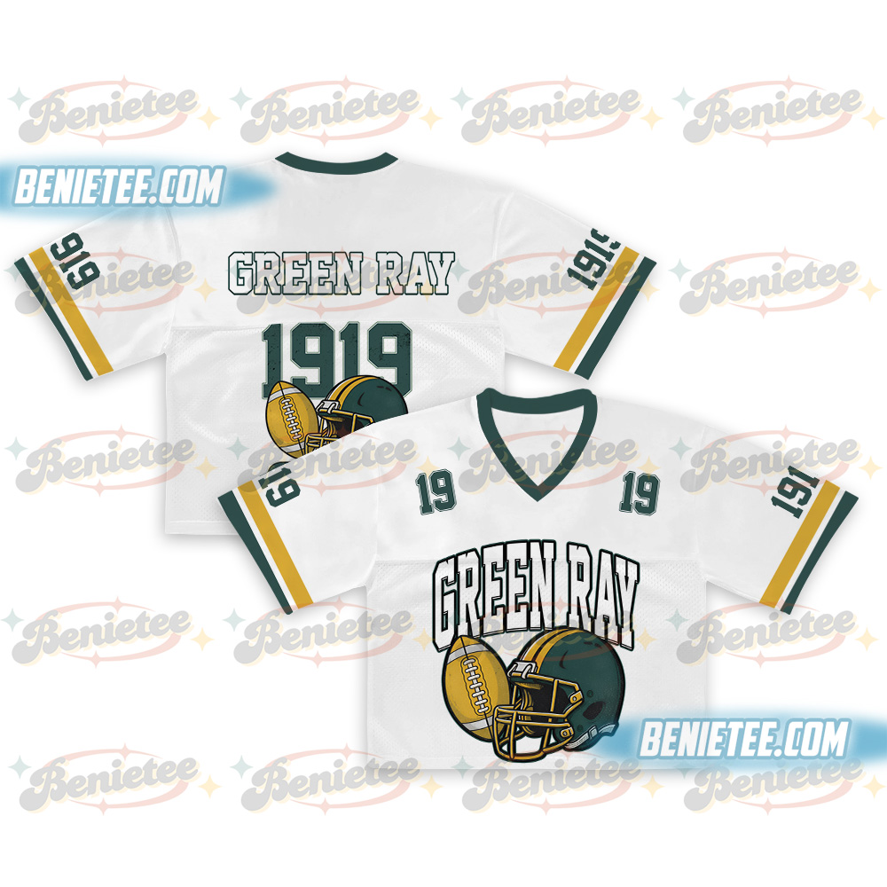 Green Bay Croptop Mesh Football, Retro Green Bay Game Day Croptop Mesh Football