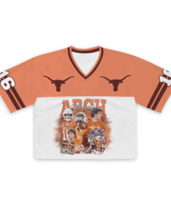 Alternative view of Arch Manning Croptop Mesh Football, Texas Croptop Mesh Football
